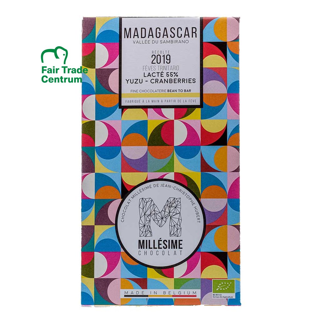 Čokoláda mléčná s yuzu a brusinkami 70g BIO